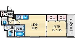 クリエオーレ岸辺 1LDKの間取図画像