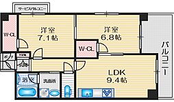 ラカーサ南桜塚 2LDKの間取図画像