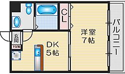 カサソルパティオb 1DKの間取図画像