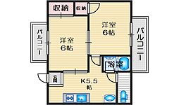 GS関大前 2Kの間取図画像