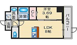 GRAN PASEO 江坂 1LDKの間取図画像