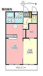 別府市平田町マンション 1LDKの間取図画像