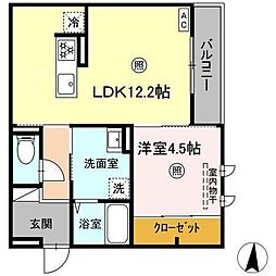 グランヒルHS石垣 1LDKの間取図画像