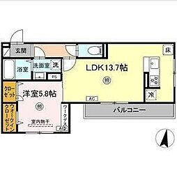 サニーサイド幸町I 1LDKの間取図画像