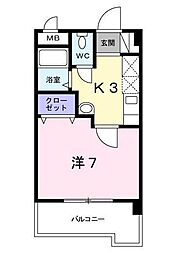 シーポート花時計 1Kの間取図画像