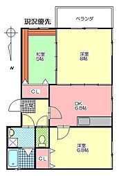 プルミエール東荘園 2LDKの間取図画像
