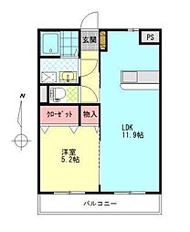 ユーミー奥田 4階1LDKの間取り