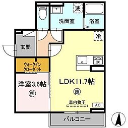 PREMILIFE須賀 3階1LDKの間取り