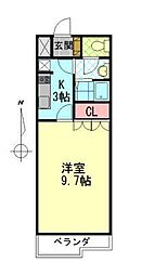 コンフォール錦 2階1Kの間取り