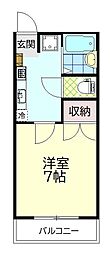 リバーサイド津留 1階1Kの間取り
