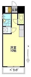 サザン・ブライト大手町 ワンルームの間取図画像