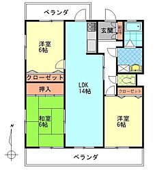 サザンブライト羽田 3LDKの間取図画像