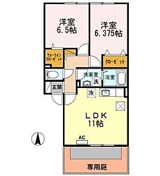 パークサイド 2LDKの間取図画像