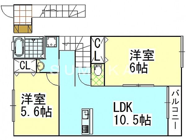 ファインII ｜岡山県岡山市中区原尾島(賃貸アパート2LDK・2階・50.00㎡)の写真 その2