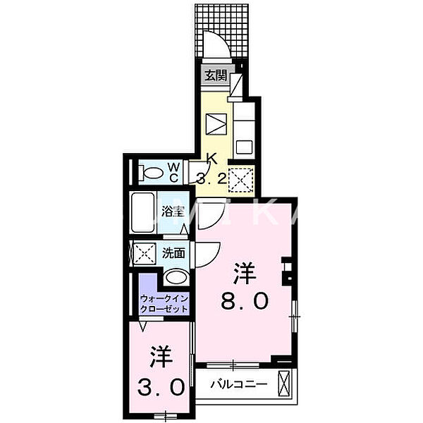 ベルフレーシュII ｜岡山県岡山市北区北長瀬本町(賃貸アパート2K・1階・34.01㎡)の写真 その2