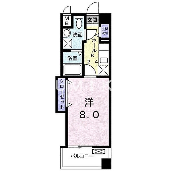 エトワール　ポレール　III号館 ｜岡山県岡山市北区富田(賃貸マンション1K・4階・27.28㎡)の写真 その2