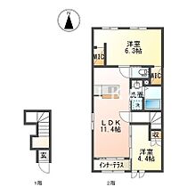 ヴィラ　ハルモニアII  ｜ 岡山県岡山市中区湊（賃貸アパート2LDK・2階・58.17㎡） その2