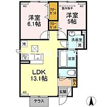 ＭＩＣＨＩ  ｜ 岡山県岡山市中区土田（賃貸アパート2LDK・1階・54.02㎡） その2