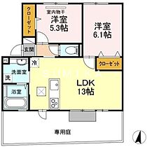 Ｄ－ｒｏｏｍ大福  ｜ 岡山県岡山市南区大福（賃貸アパート2LDK・1階・55.47㎡） その2