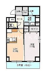 ハートフル医大西 4階1LDKの間取り