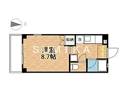 ウイング東島田 4階1Kの間取り
