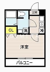 パインウエスト 1Kの間取図画像