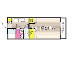 アークハイツ鹿田 5階1Kの間取り