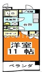 アークハイツ鹿田 2階1Kの間取り