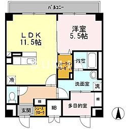 田町ガーデンハイツ 2階1LDKの間取り