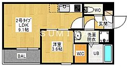 ＲＥＧＡＬＥＳＴ　ＪＭ　富田 2階1LDKの間取り