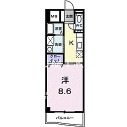 エル・クレール 1階1Kの間取り