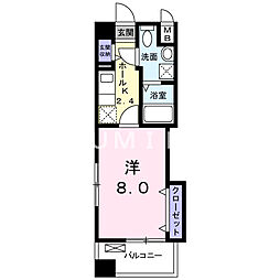 レジデンス下伊福　颯 2階1Kの間取り