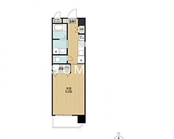 グランローゼ 4階1Kの間取り