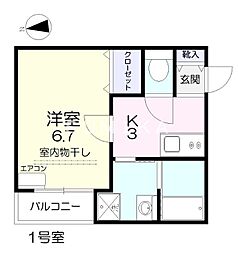 ヴィーナスコート島田本町 3階1Kの間取り