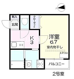 ヴィーナスコート島田本町 3階1Kの間取り