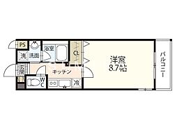 ＢＡＳＥ学南町 4階1Kの間取り