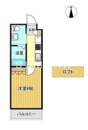 ブルー.レジデンス浜 1Kの間取図画像