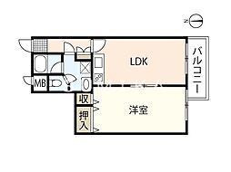 マベルエトワール 1LDKの間取図画像