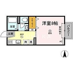 フローラル・コート ワンルームの間取図画像