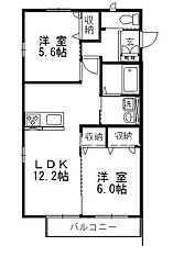 リデンテ平田 2LDKの間取図画像