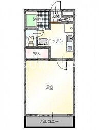 アークヒルズ西古松 1Kの間取図画像