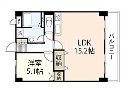 ミラドール奥田西町 1LDKの間取図画像