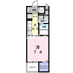 サンリット2 1Kの間取図画像
