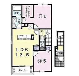 ラ・リューB 2LDKの間取図画像