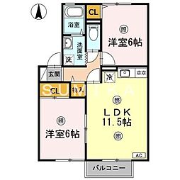 第2母恩 2LDKの間取図画像