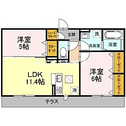 サニーフラット西市A 2LDKの間取図画像
