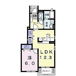 エアリーヴィラB 1LDKの間取図画像
