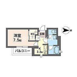 ウエストハイツ 1Kの間取図画像