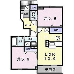 バーシアライシャス 2LDKの間取図画像