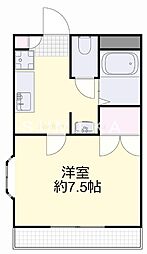 シャトールネッサンス津高 1Kの間取図画像